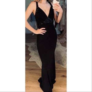 Glamazon Black Floor Length Dress With Sequin Detailing